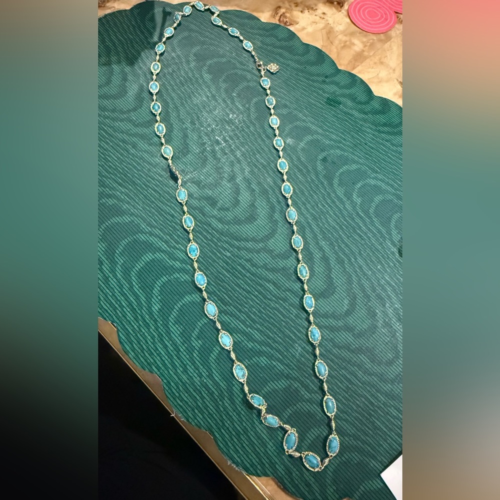 Kendra Scott Elegant Blue Link Gemstone Necklace